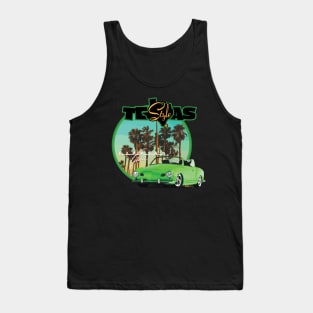 Texas-Style Karmann Ghia beach scene Green Tank Top